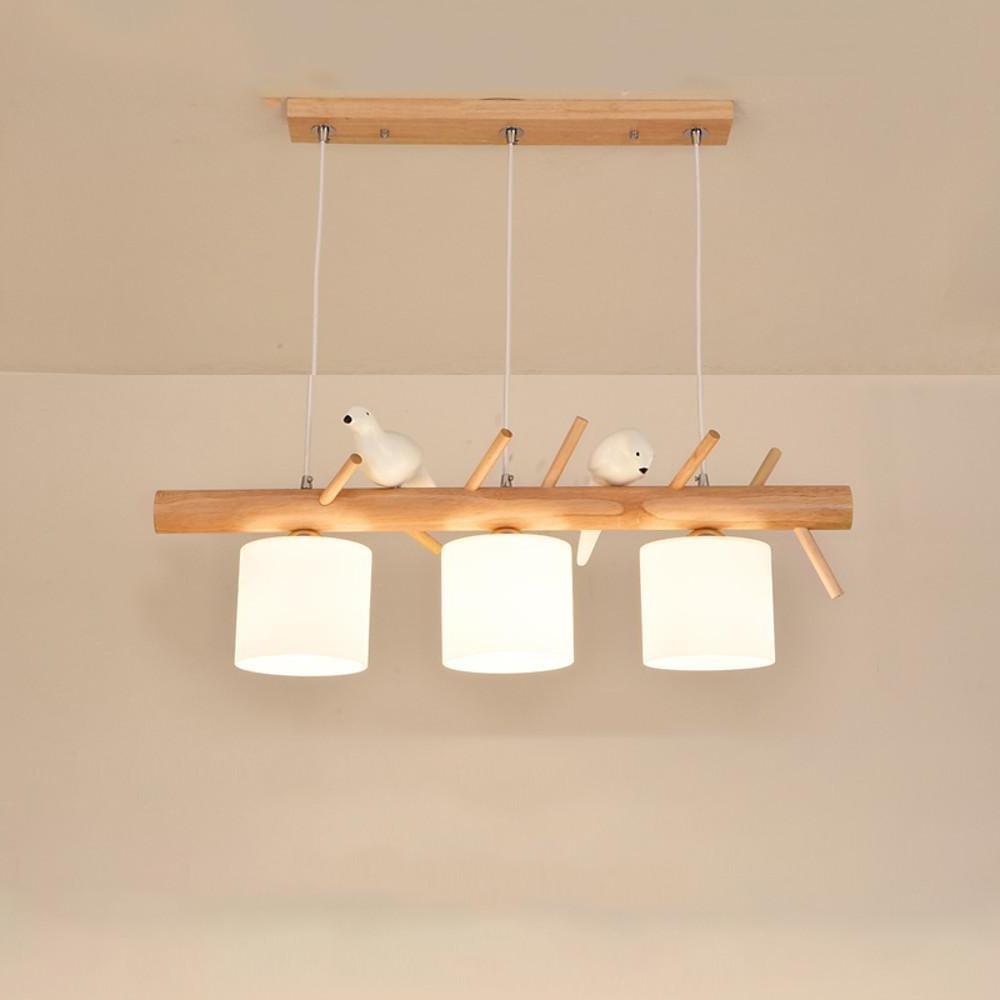 Rustic Island Kitchen Pendant Lighting Wood Bamboo Glass Pendant Lighting