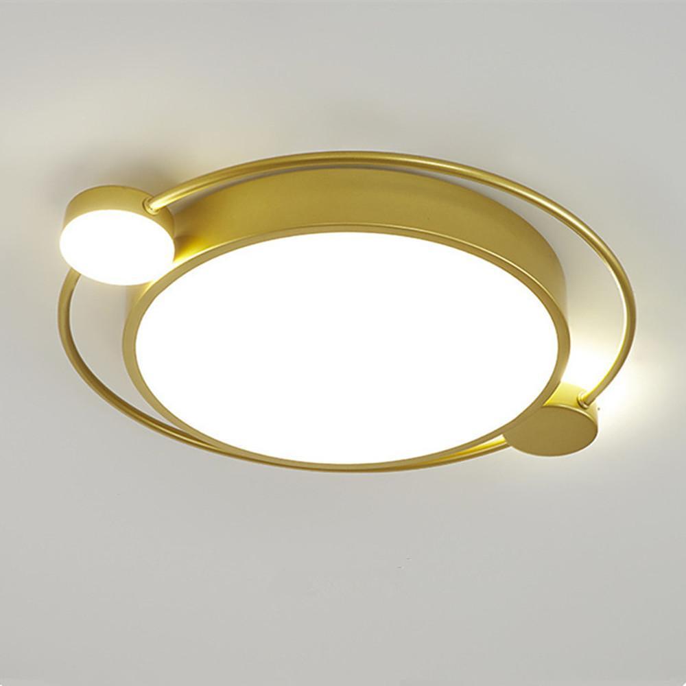 Modern Flush Mount Ceiling Light Dual Round Light Design in Gold and Black Finishes