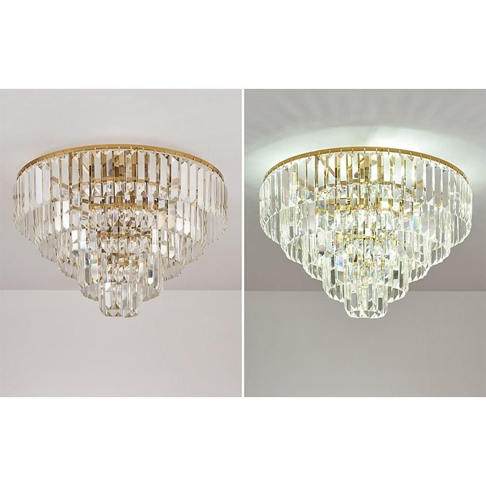 Candelabra Flush Mount Ceiling Light Metal Crystal Unique LED Light