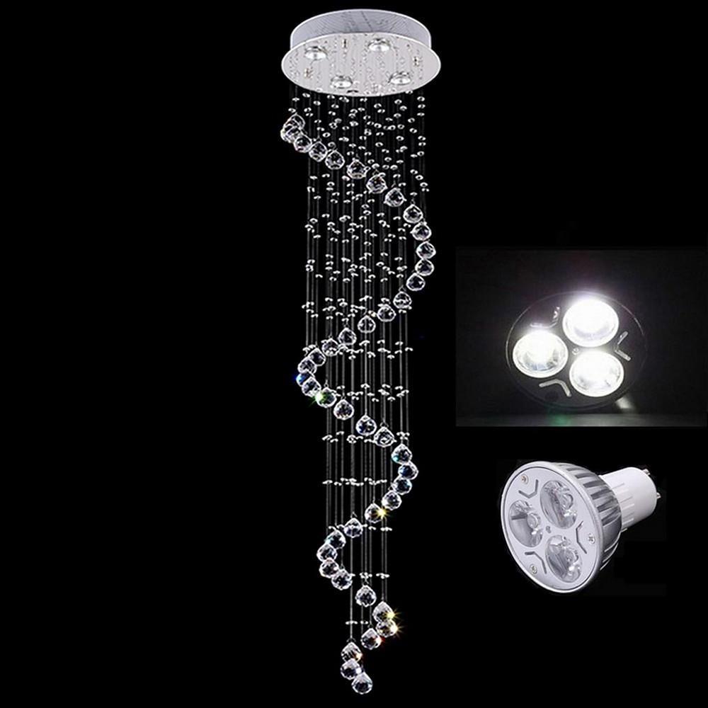 Multi Spiral Contemporary Metal Crystal Living Room Chandelier Light Fixtures