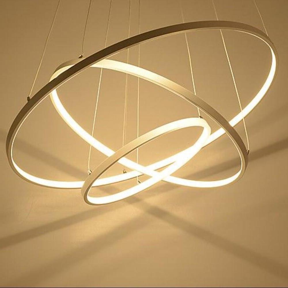 3 Ring Intterweaved Circle Design Pendant Lighting Aluminum Acrylic LED Ceiling Light