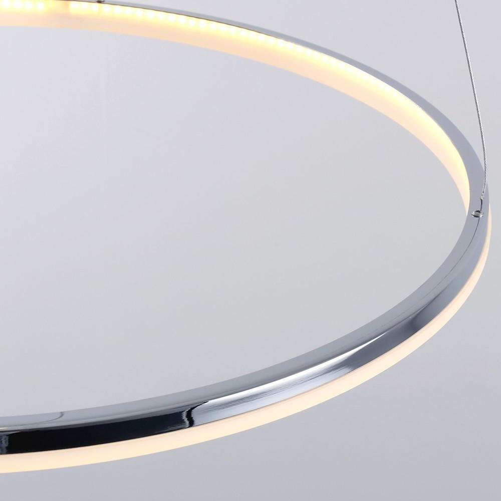 LED Circular Sturdy Modernistic Brushed Nickel Pendant Light With Remote Controller