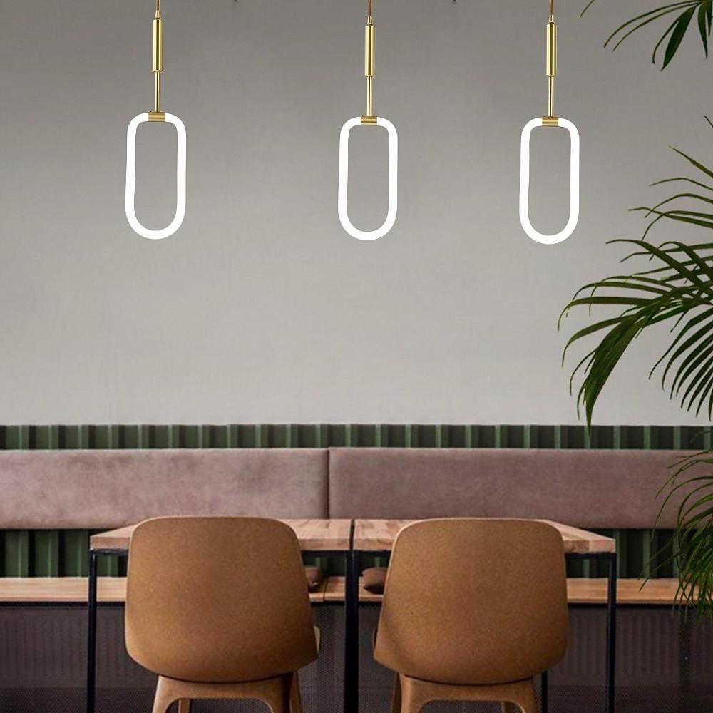 Rounded Rectangular Copper LED Nordic Kitchen Island Lighting Pendant Light