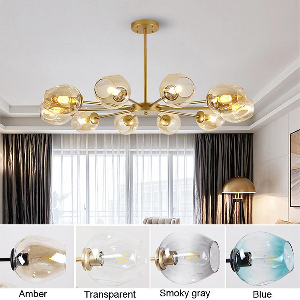 Glass Globe LED Electroplated Nordic Sputnik Chandelier Hanging Ceiling Lights