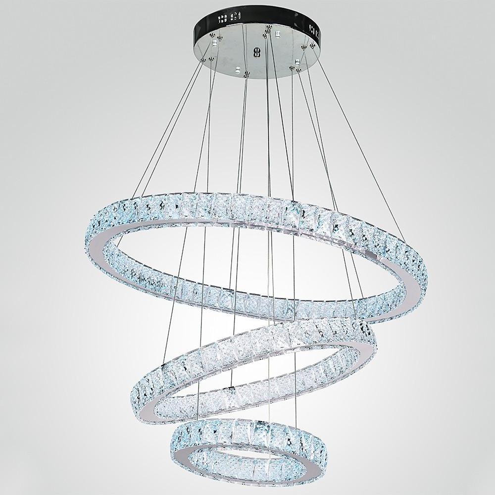 Geometrical Design Circle Chandelier Metal Crystal Ceiling Light