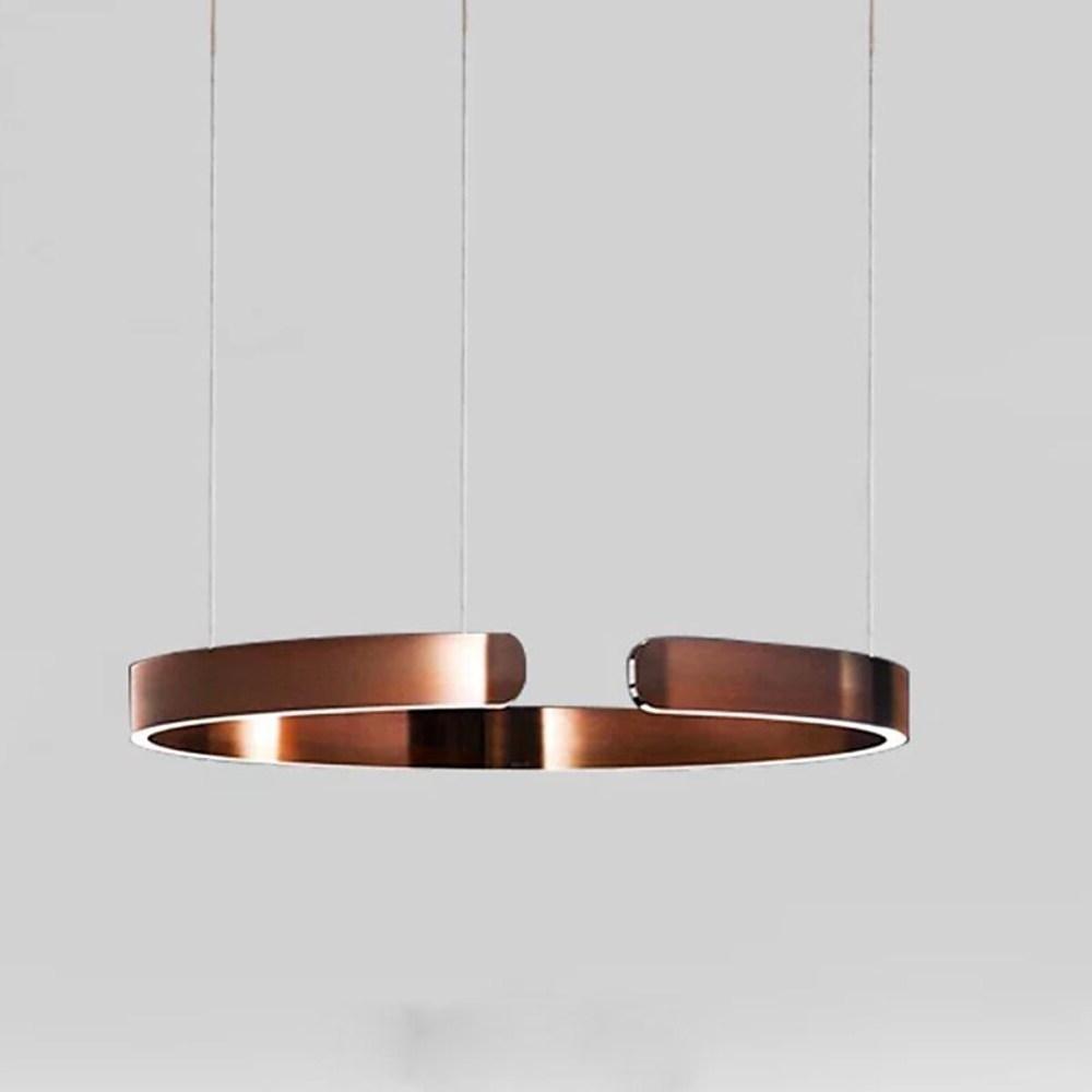 Open Ring Shaped LED Electroplated Modern Pendant Light Island Lights