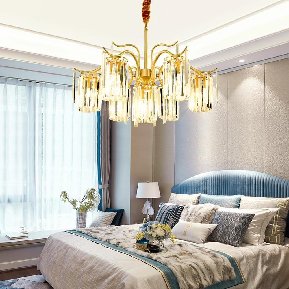 Classical 11-lights LED Copper Glass Crystal Modern Chandeliers