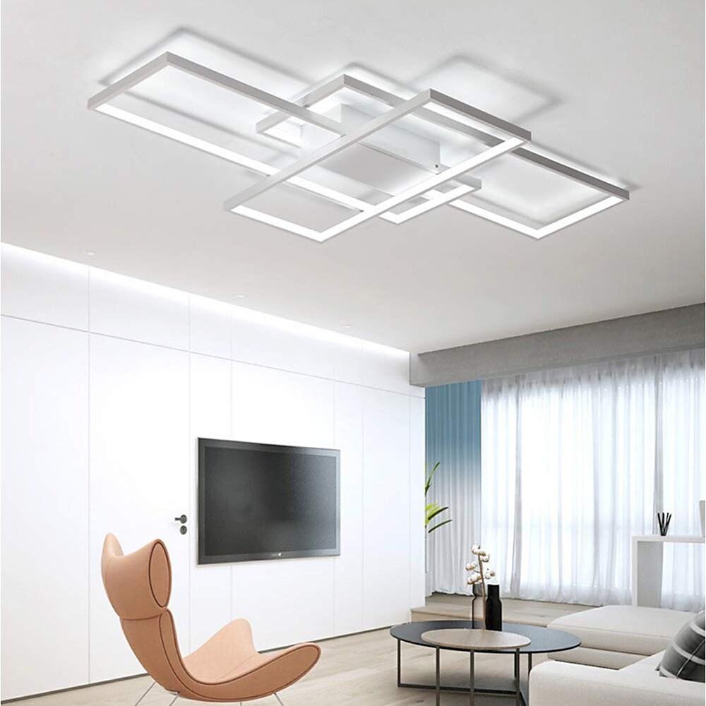 Multi Rectangle Large Flush Mount Ceiling Light with 3 Integrated Tiered Lights