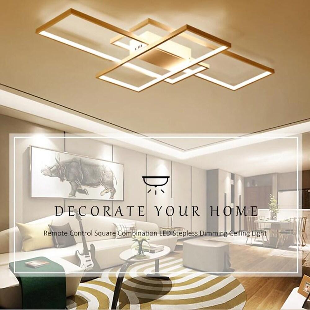 Multi Rectangle Large Flush Mount Ceiling Light with 3 Integrated Tiered Lights