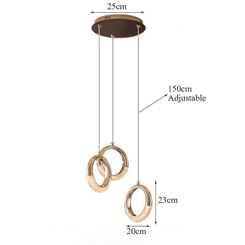 Ring Shaped LED Electroplated Metal Modern Pendant Light Hanging Lamp Chandeliers