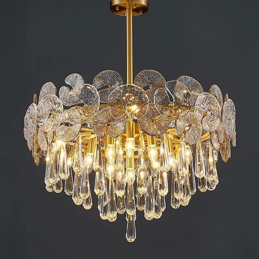 Candelabra Flush Mount Ceiling Light Metal Crystal LED Light