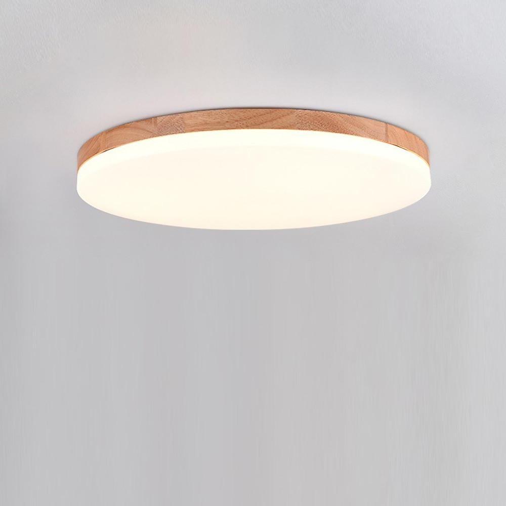 Circular Minimalist Flush Mount Dining Room Light Bamboo Acrylic LED Ceiling Lights