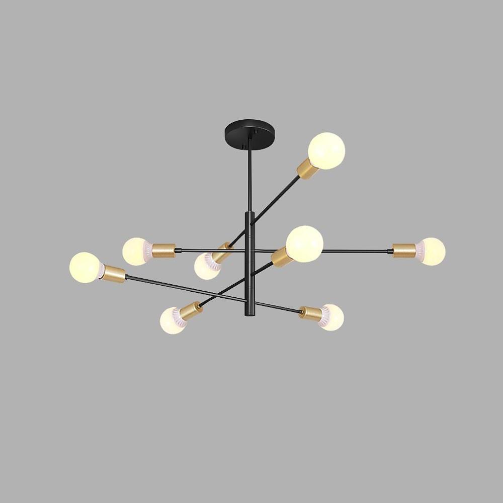 Modern Sputnik Chandelier Living Room Black Linear Chandelier 8 Bulbs