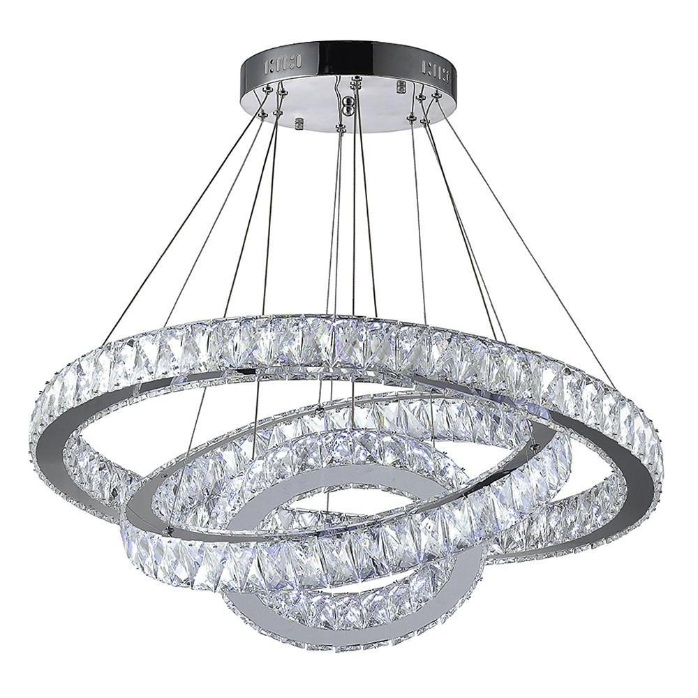 Interwoven Circle Crystal Dimmable LED Modern Chandeliers Pendant Light