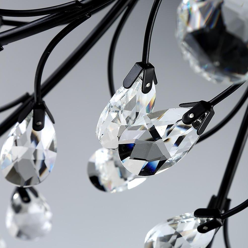 Crystal Leaves Brushed Flush Mount Ceiling Chandelier