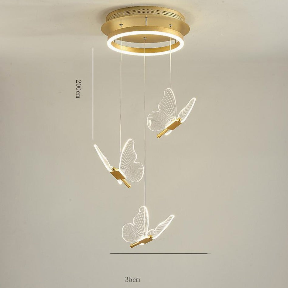 Butterfly Shapes Design Pendant Lighting Acrylic Metal Island LED Living Room Ceiling Lights