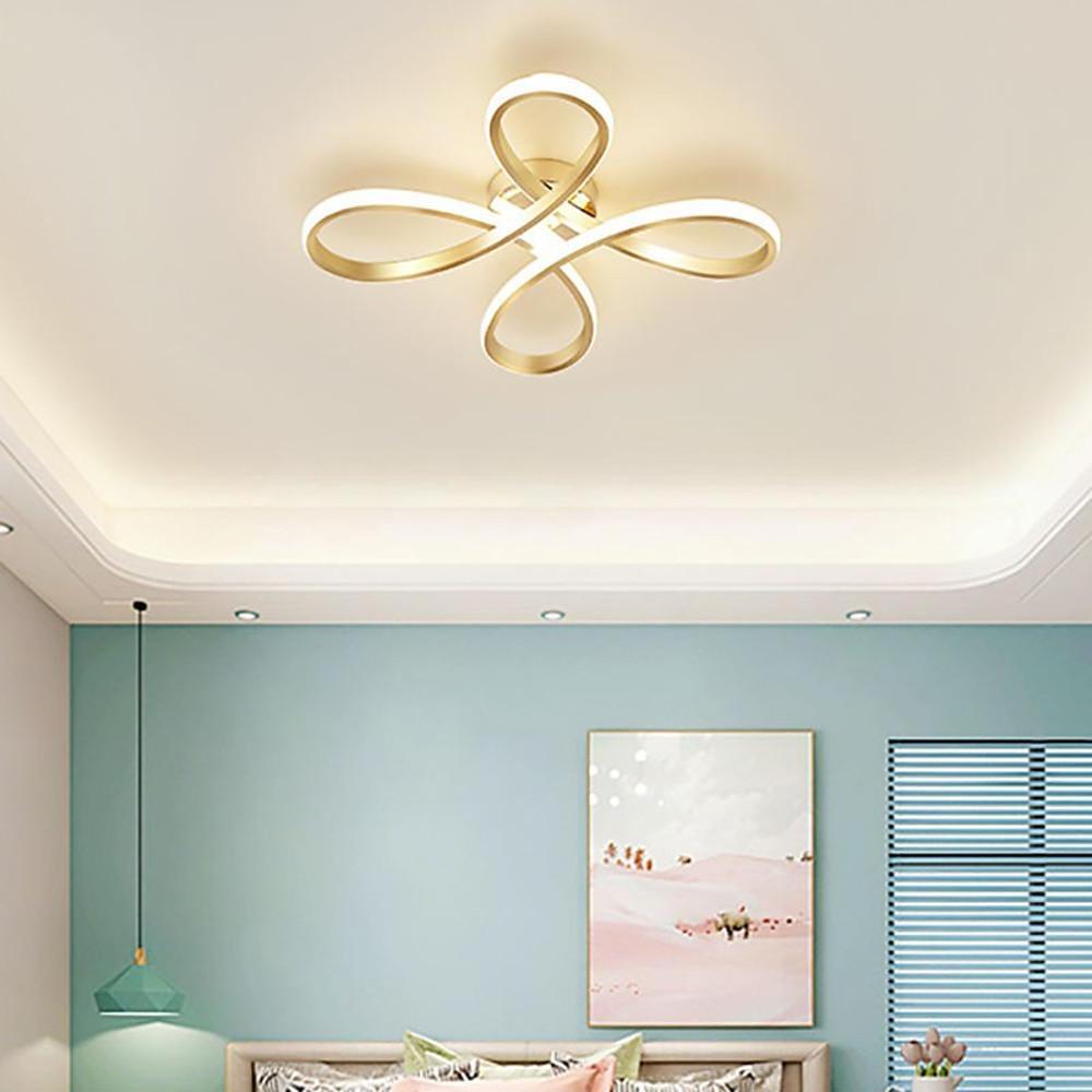 Linear Flower Shaped LED Gold Modern Ceiling Light Flush Mount Lighting