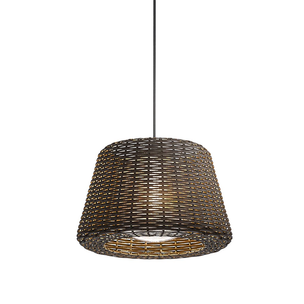 Ralph 1-Light Outdoor Pendant Light LED Suspension Lamp with Rattan Shade