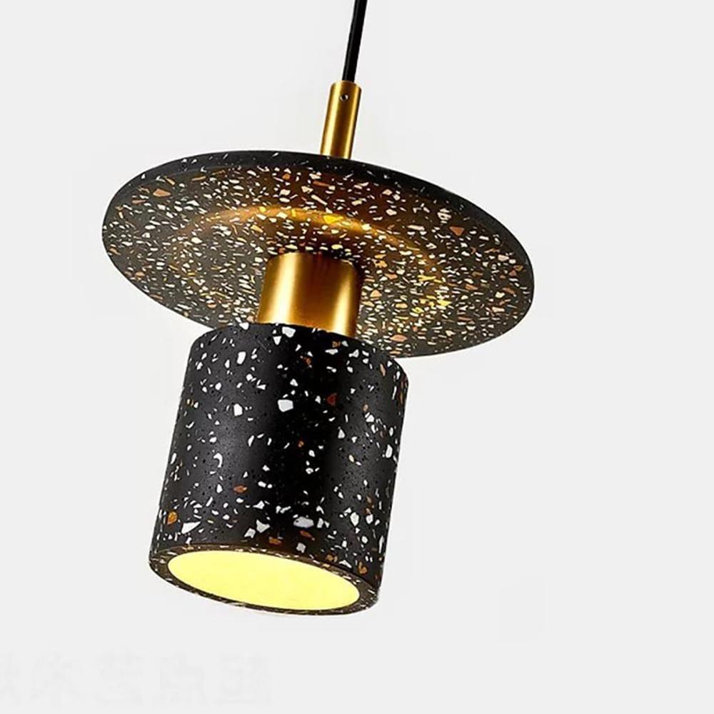 Terrazzo-Inspired Cement Cylinder LED Pendant Lights Modern Island Lighting