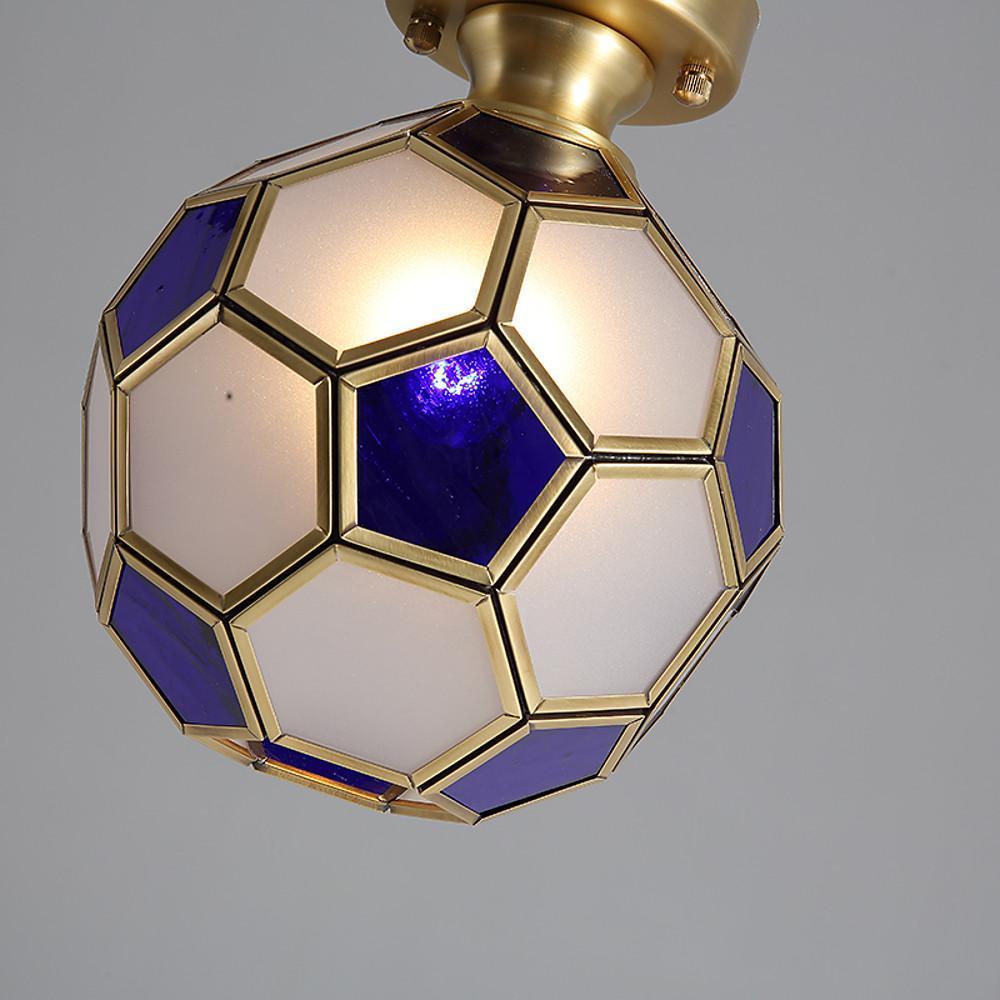 Football Electroplated Copper Glass LED Modern Ceiling Lights Flush Mount Lighting