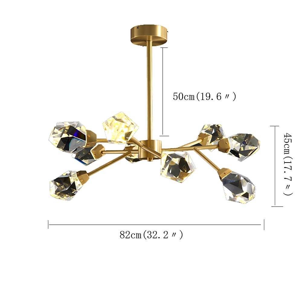 9 Lights Modern Sputnik Luxury Irregular Crystal Kitchen Chandelier