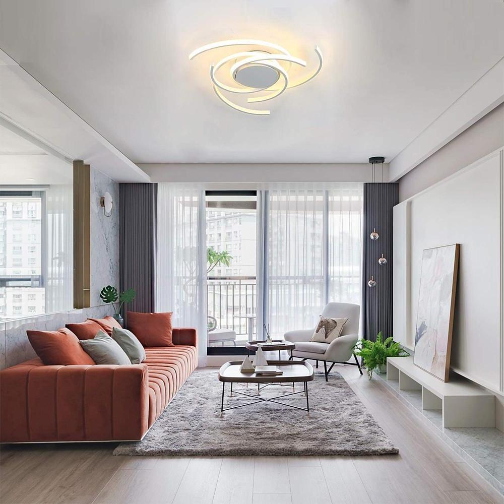 30 Inch Swirls Circle Abstract LED Flush Mount Ceiling Light for Living Room