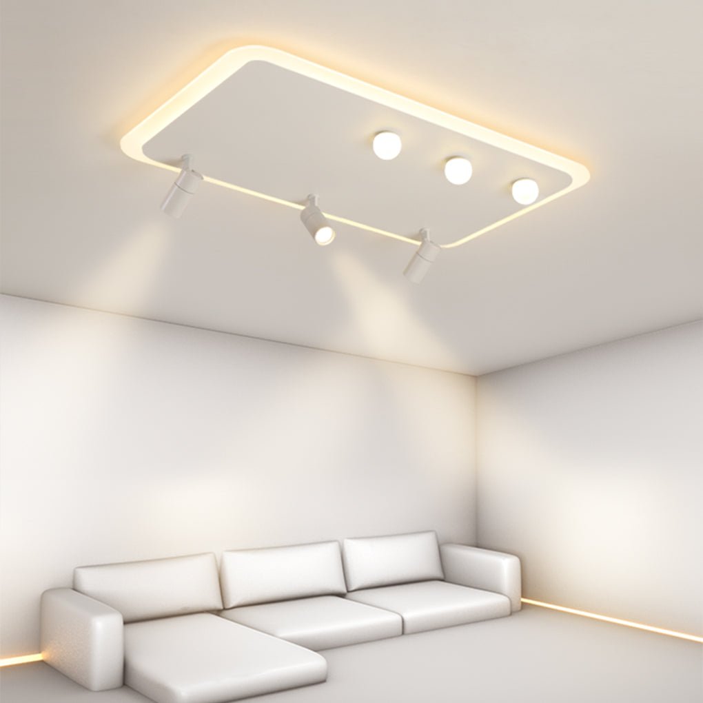 Rectangular Square Dimmable Flush Mount LED Lights with Adjustable Spotlights