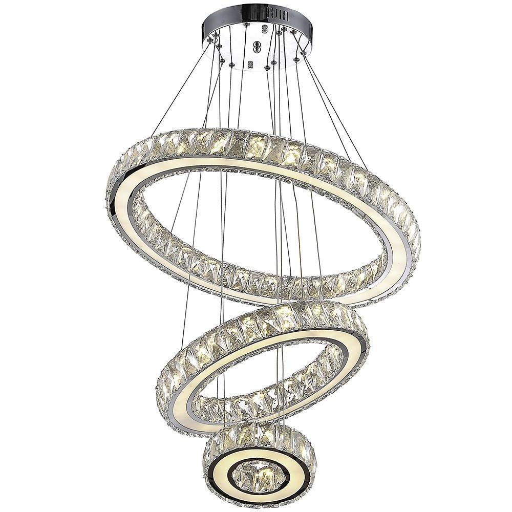 Contemporary 3 Ring Pendant Electroplated Crystal Chandeliers