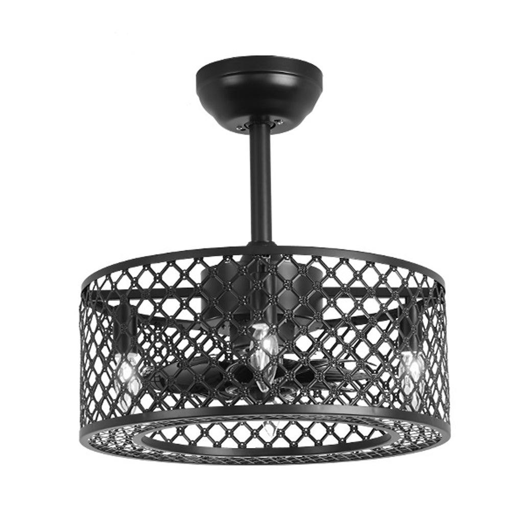 Retro Industrial Style Unique Iron Ceiling Fan Light with Remote Control