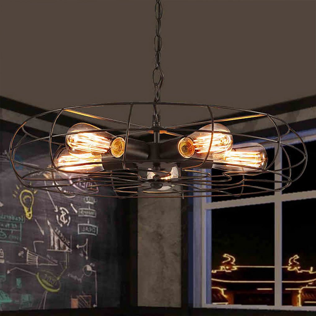 Retro Nostalgic Creative Personality Industrial Fan Chandelier for Cafe Restaurant