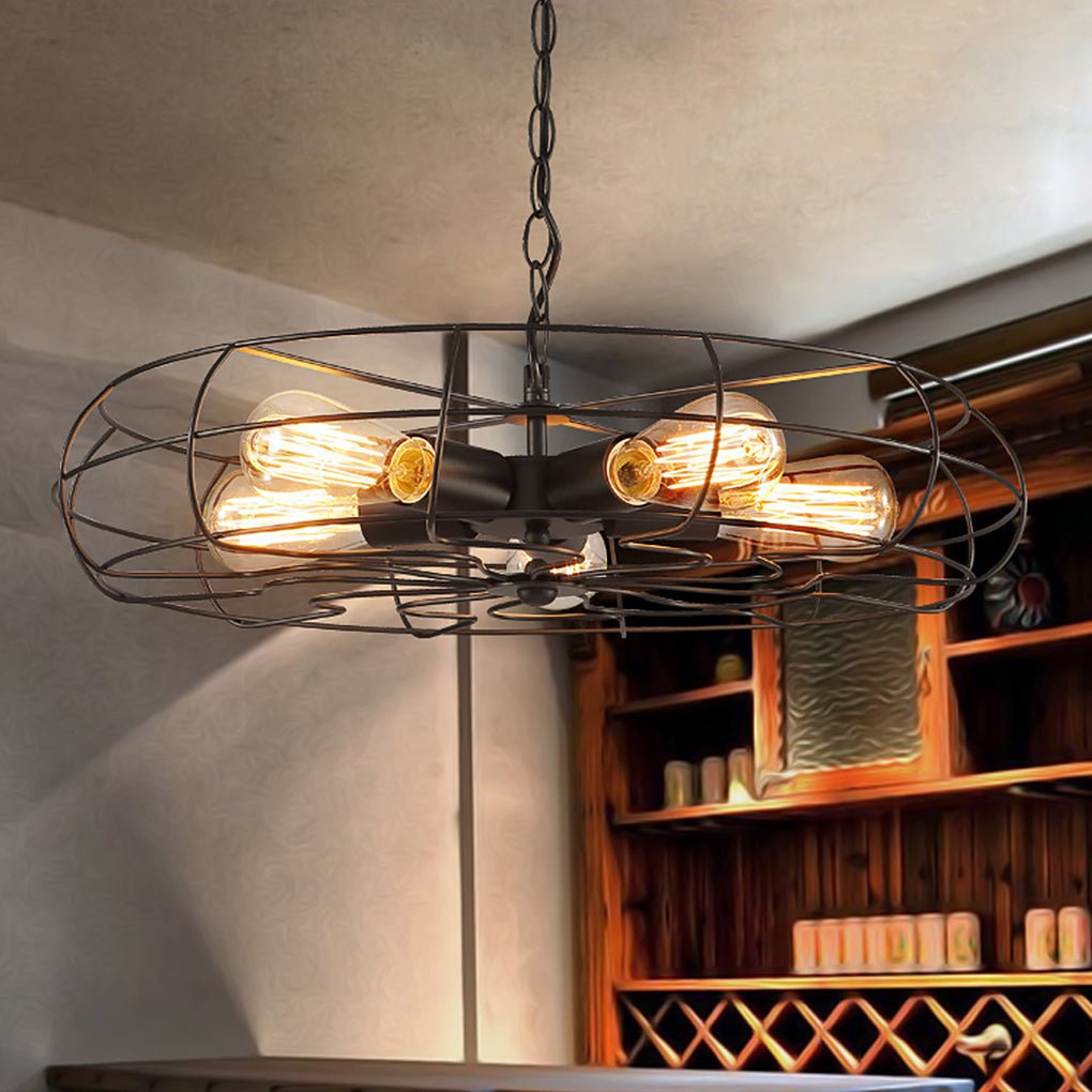 Retro Nostalgic Creative Personality Industrial Fan Chandelier for Cafe Restaurant