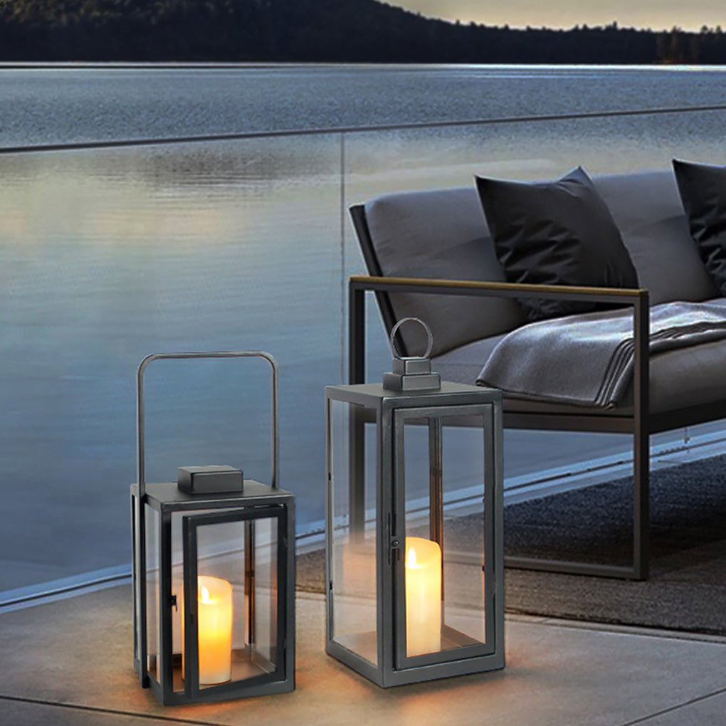 Glass Candle Holder DC 5V LED Black Modern Portable Outdoor Floor Llights