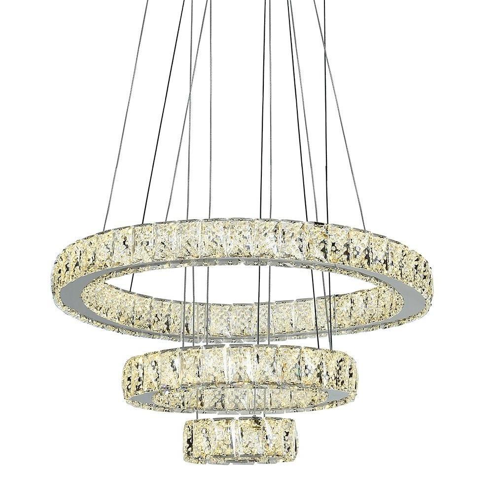 Modern 3 Tiers Circles Suspended Chandelier with Crystal Accents