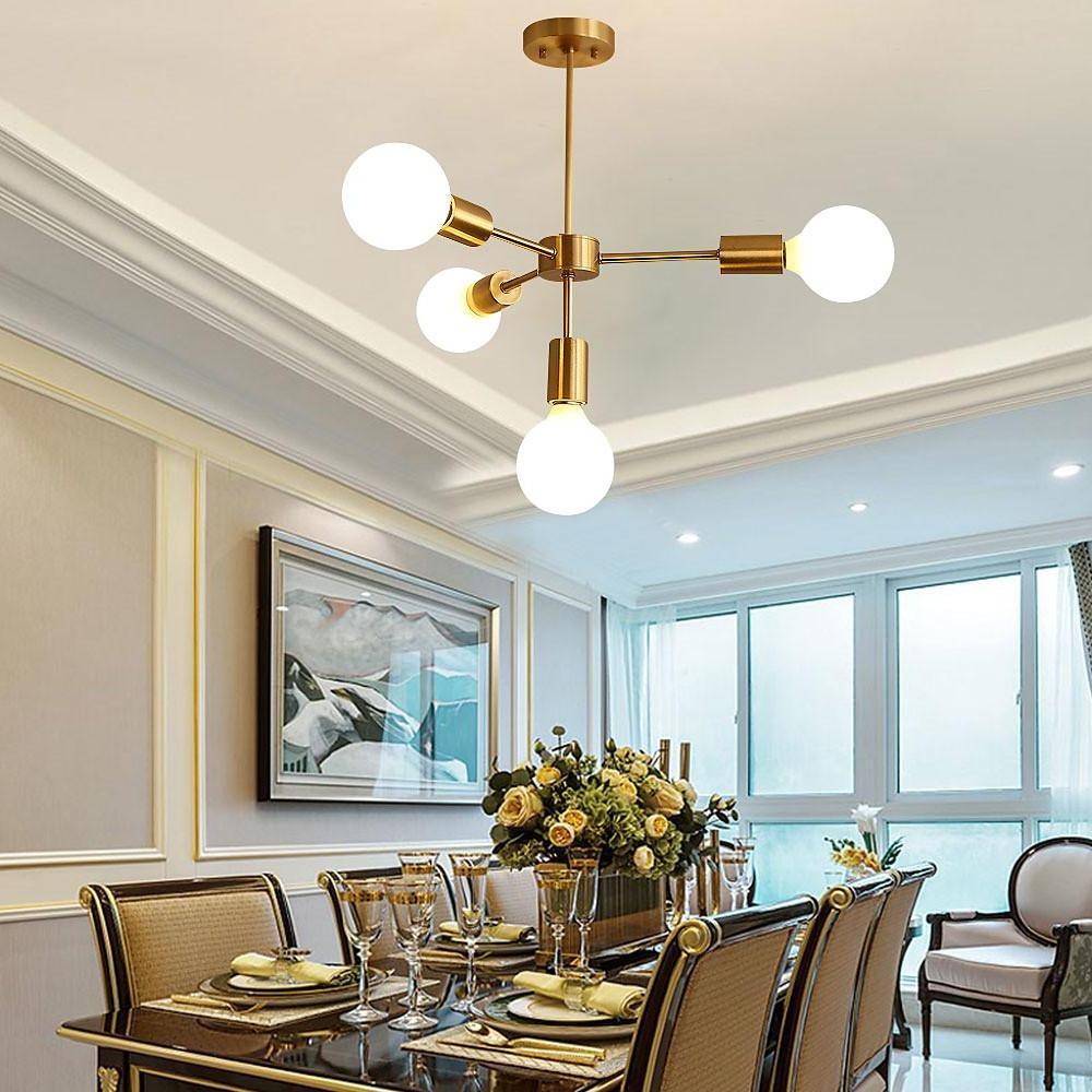 Luxurious Gold 4-Light Pendant Light - Modern 27'' Ceiling Fixture