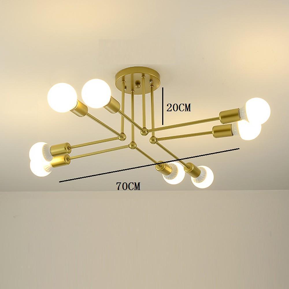 8 Light Modern Linear Gold Flush Mount Light Metal LED Ceiling Light