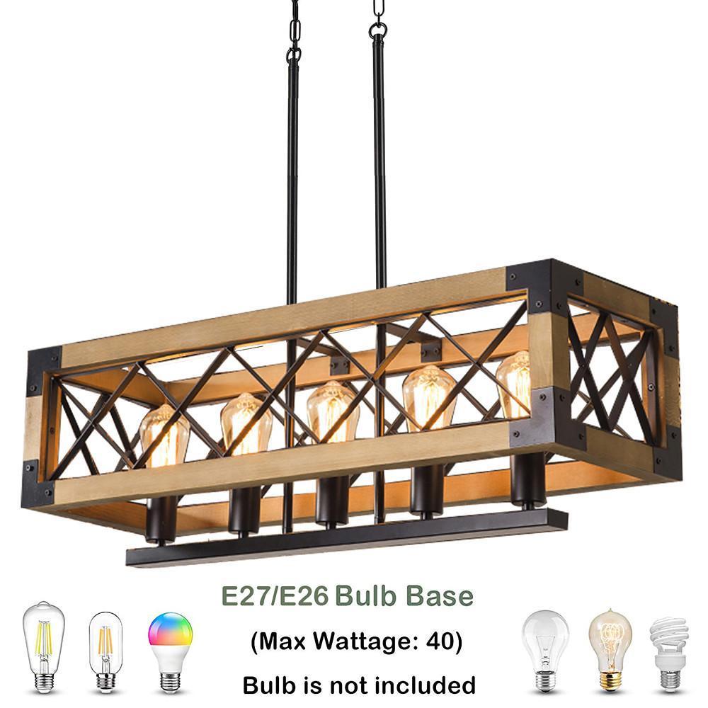 Rustic Industrial Linear Chandelier for Dining Rooms Farmhouse Rectangular/Square Light Fixture