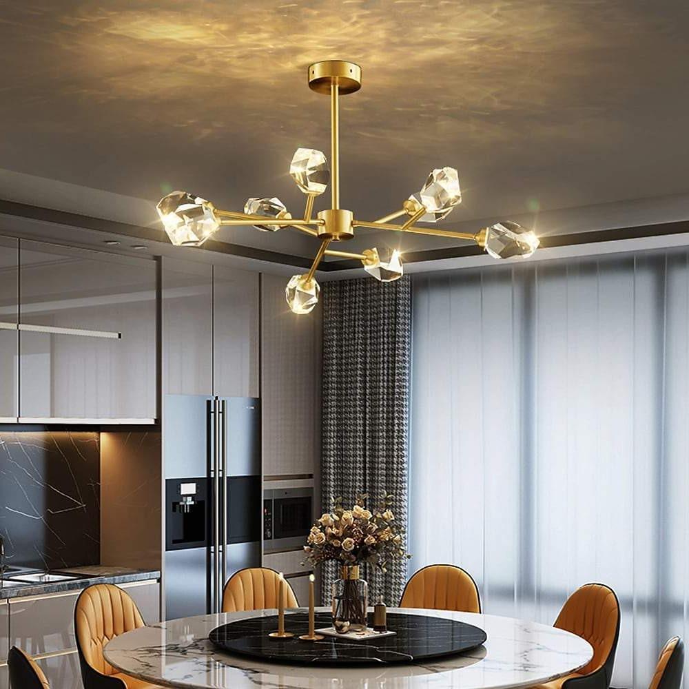 9 Lights Modern Sputnik Luxury Irregular Crystal Kitchen Chandelier