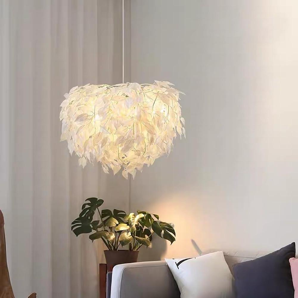 Modern Scandinavian Fabric Pendant Light??White & Gold, LED, Dimmable, 24''