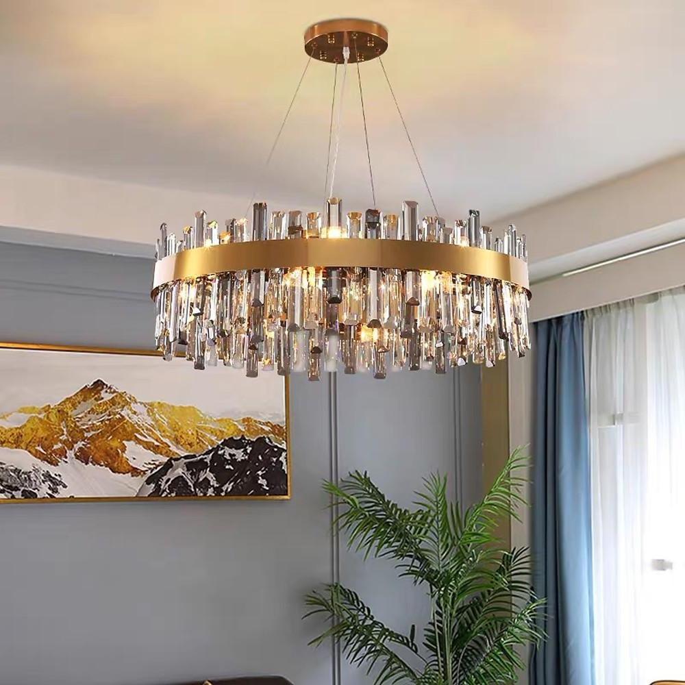 8 Light Modern Crystal Chandelier Industrial Brass Chandelier