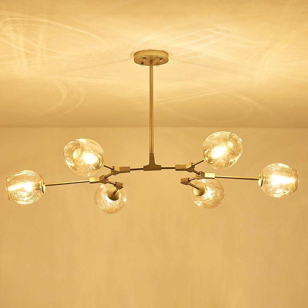 Nordic Contemporary Sputnik Chandelier for Living Room Blown Glass Chandeliers 6 Bulbs