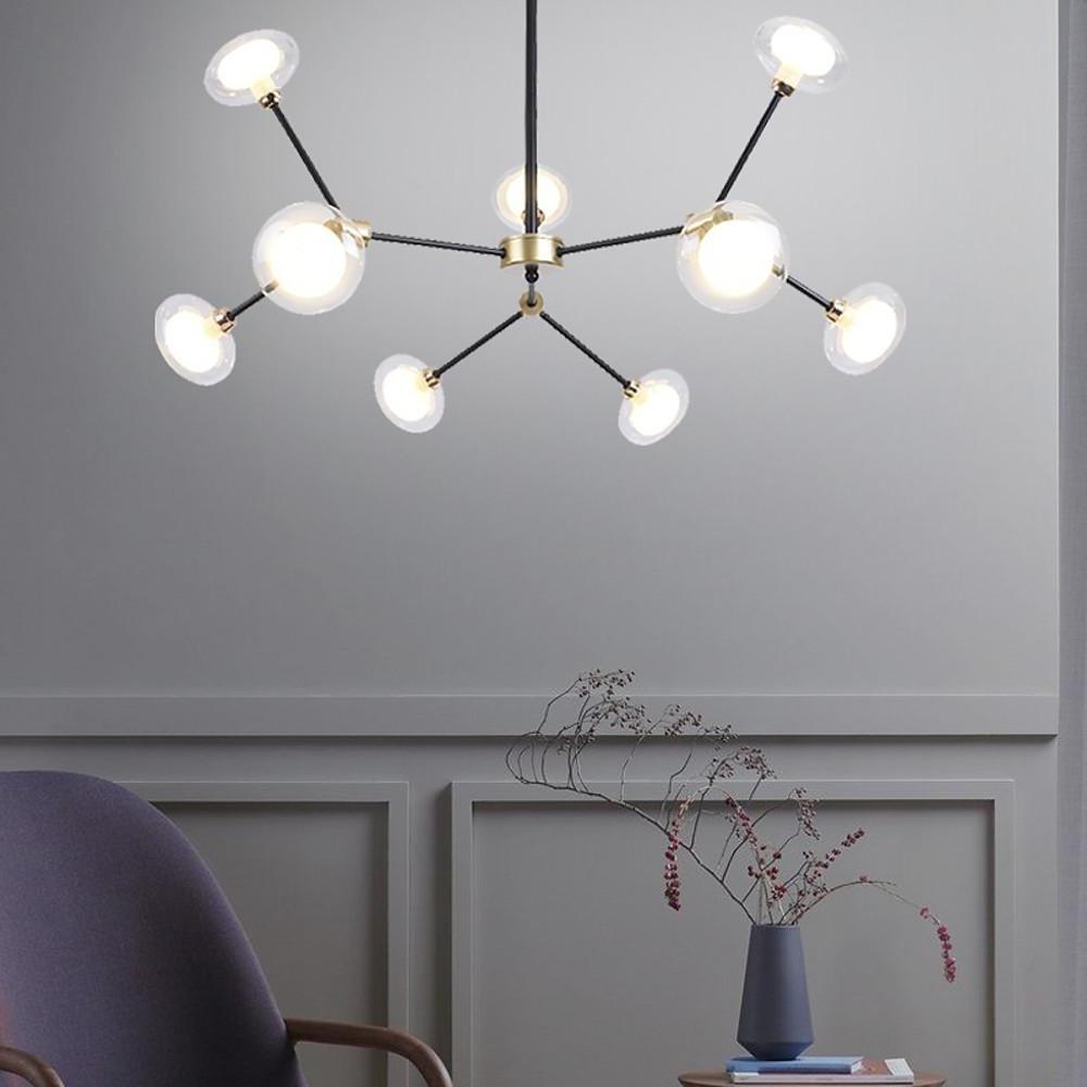 9-light Glass LED Nordic Sputnik Chandeliers Hanging Ceiling Lights