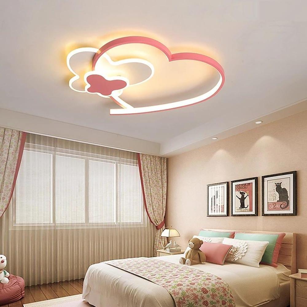 Novelty 2 Hearts Metal Flush Mount Ceiling Light LED Baby Kids Lights for Bedroom