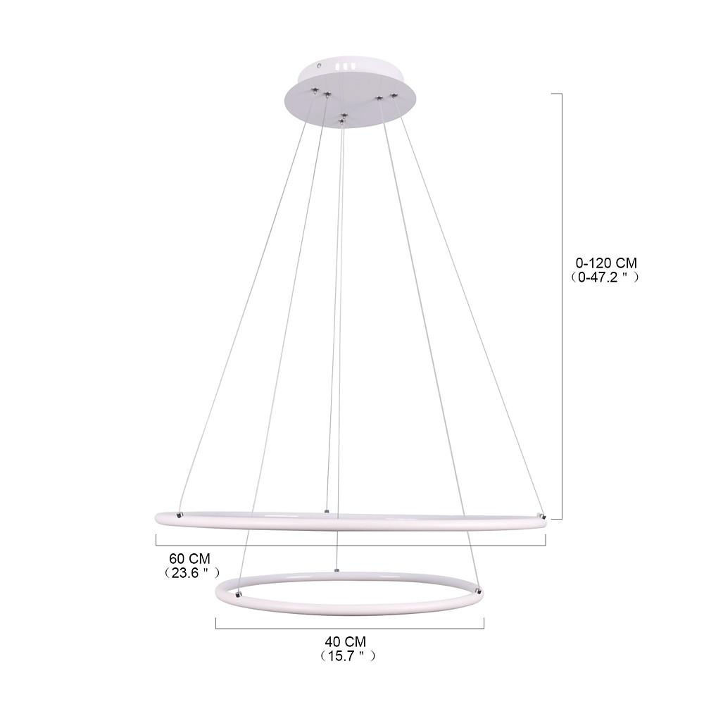 Modern LED Chandelier Minimalist 2-Ring Geometric Lights with Adjustable Height