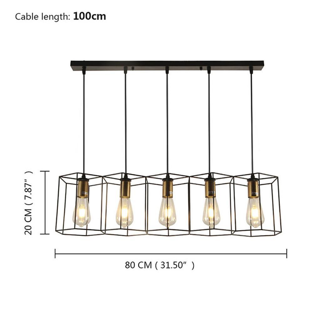 5 or 3 Light Metal Square Line LED Nordic Pendant Lighting Kitchen Island Lighting