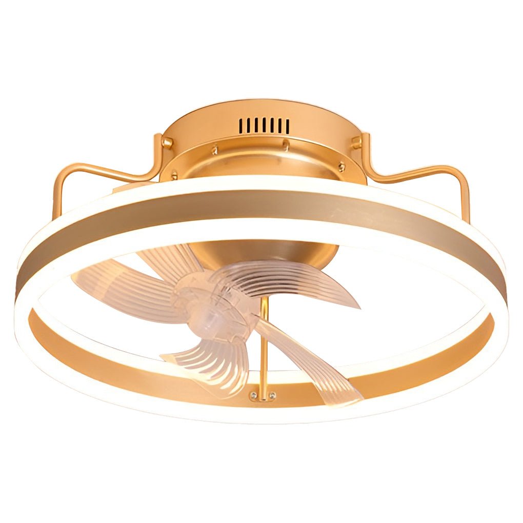 Round 360° Rotating Dimmable LED Silent Ceiling Fan Light with Remote Control