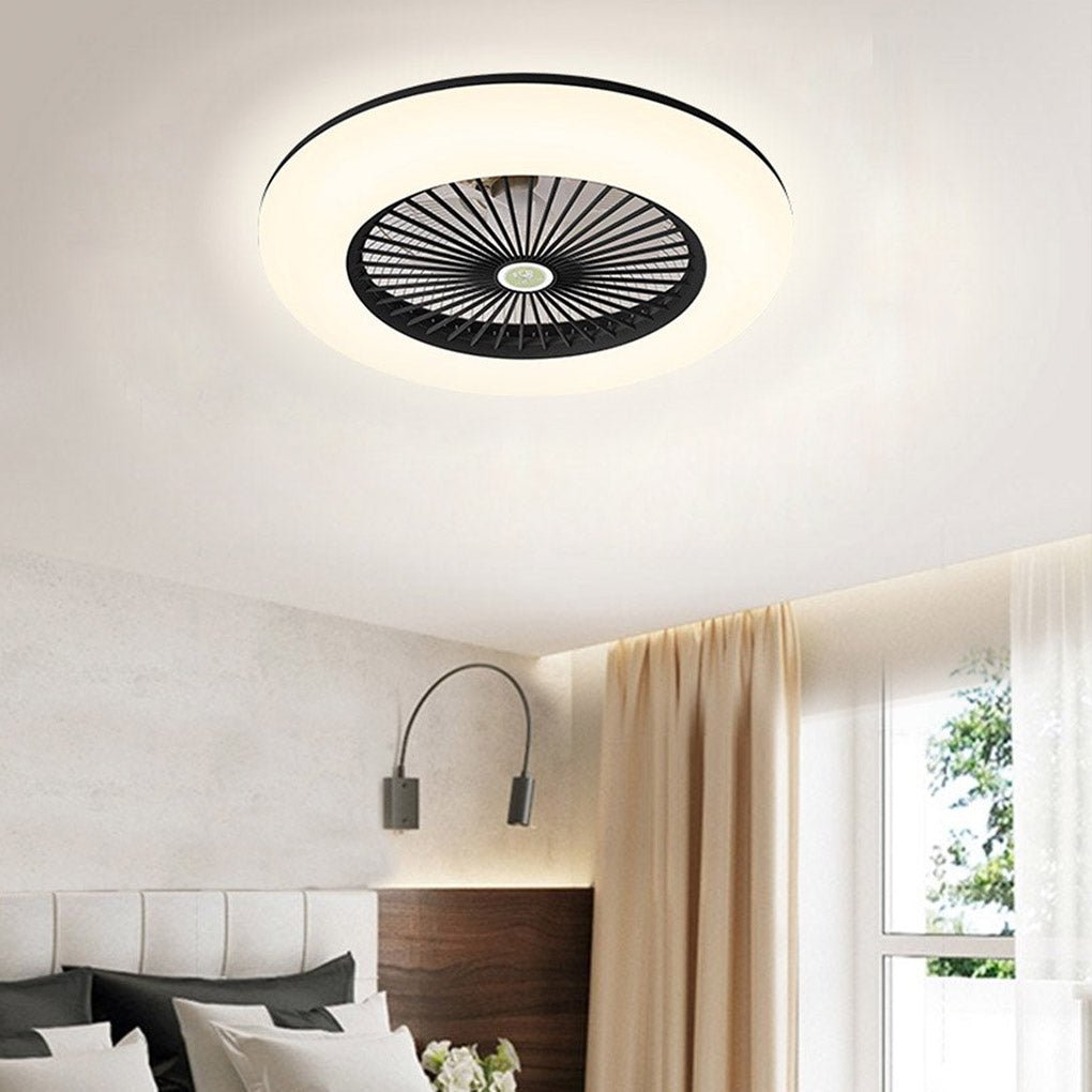 Round Flush Mount Remote Controlled Bladeless Ceiling Fans with LED Lights