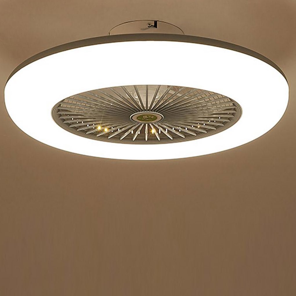 Round Flush Mount Remote Controlled Bladeless Ceiling Fans with LED Lights