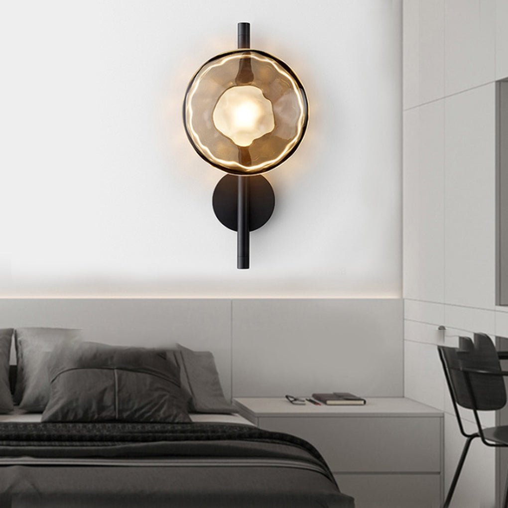 Round Glass Shell Design Wall Sconce Modern Bedside & Study Wall Lamp