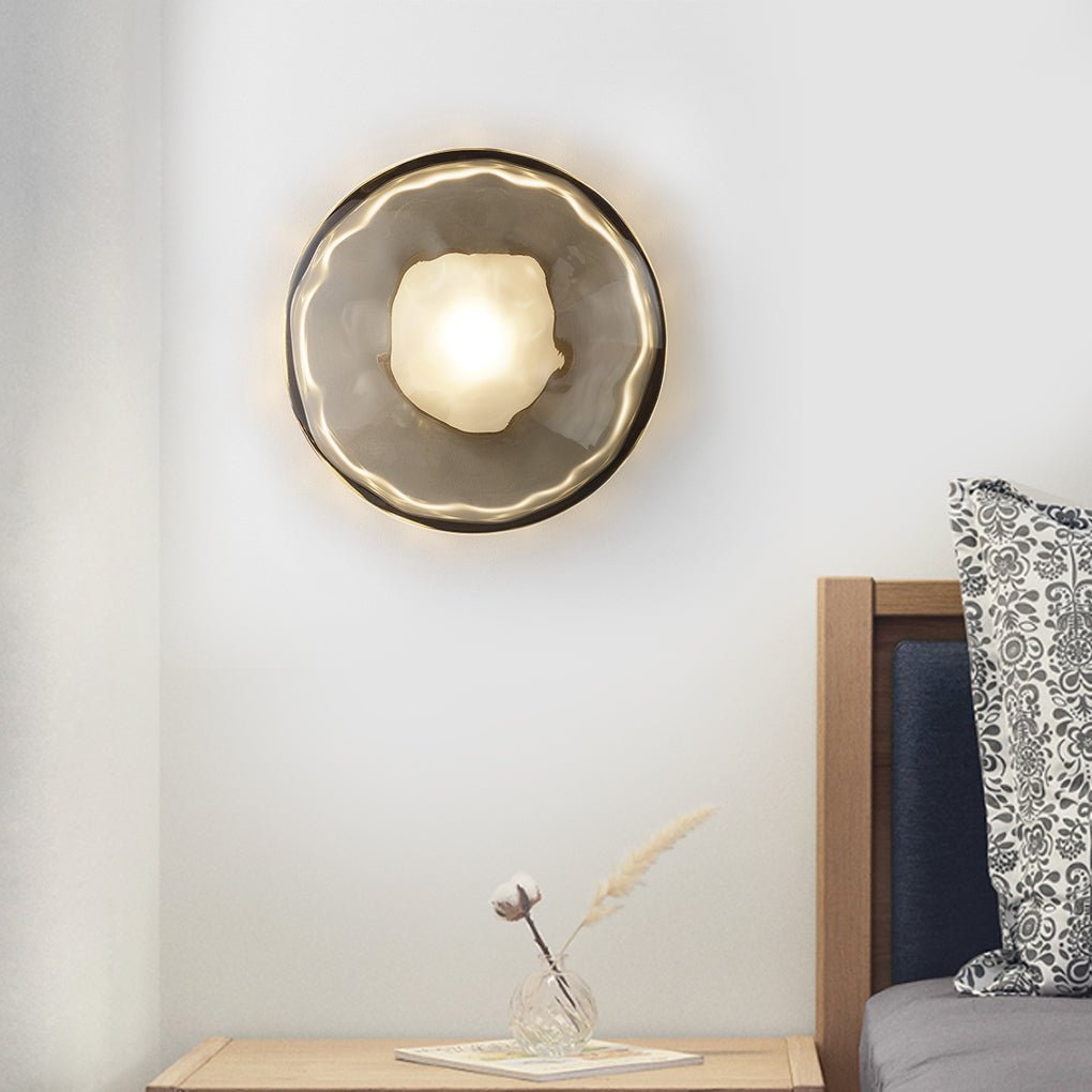 Round Glass Shell Design Wall Sconce Modern Bedside & Study Wall Lamp