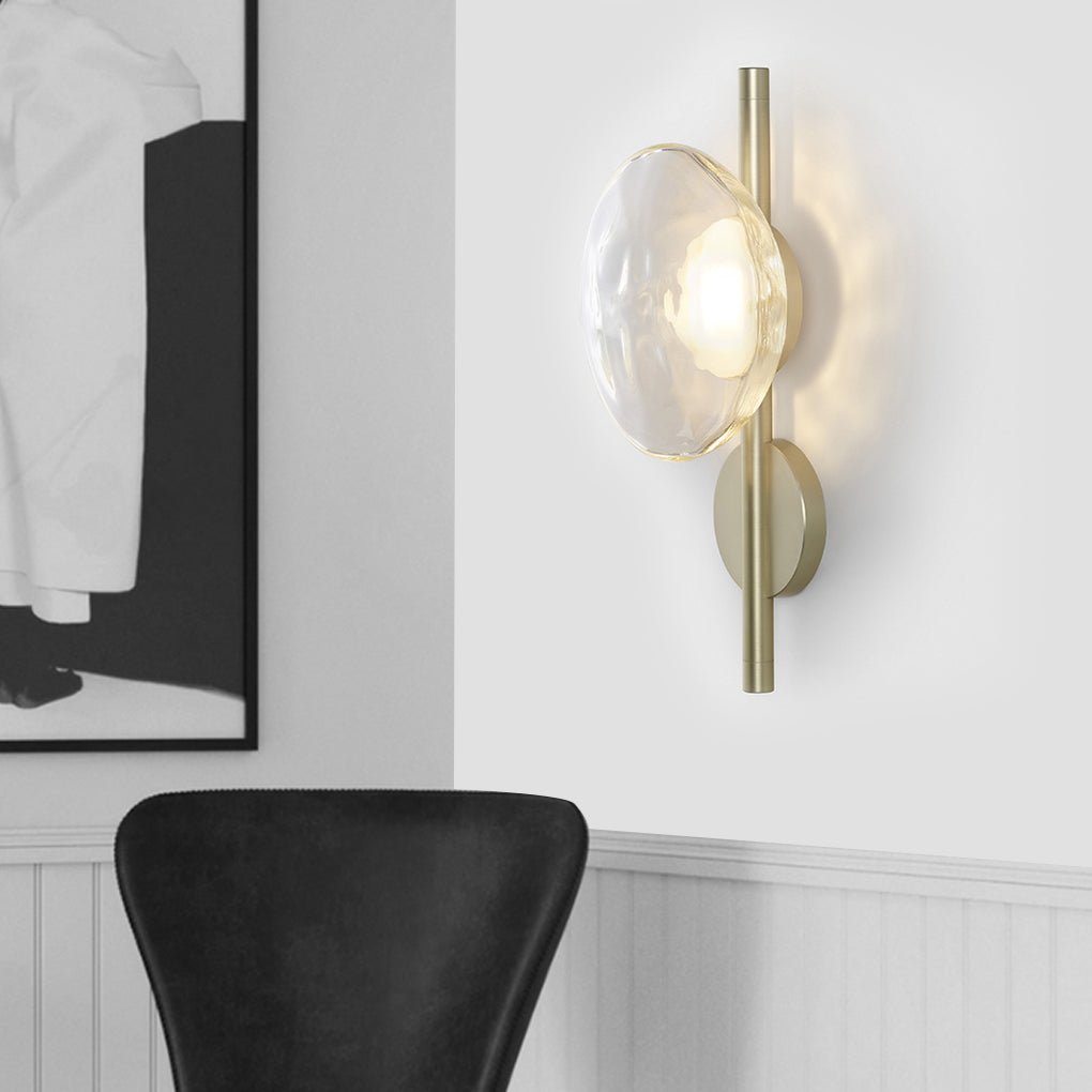 Round Glass Shell Design Wall Sconce Modern Bedside & Study Wall Lamp